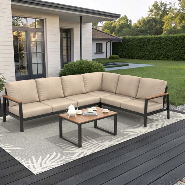 Forever Patio Hanover Aluminum Outdoor 6-Person Modular Sectional Patio Set