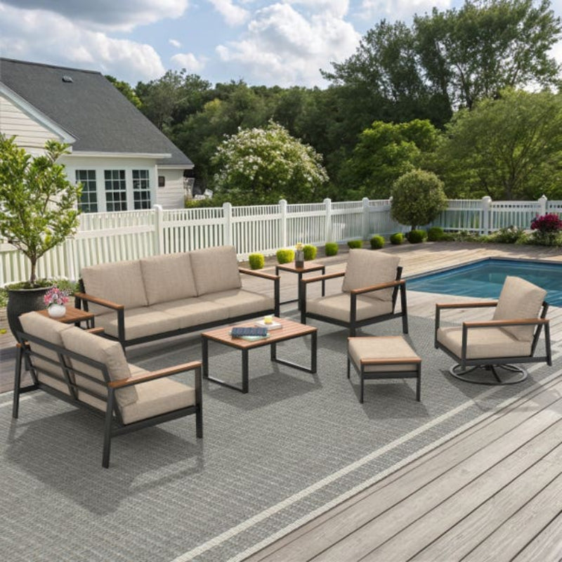 Forever Patio Hanover Aluminum Outdoor 7-Person Ultimate Lounge Patio Set