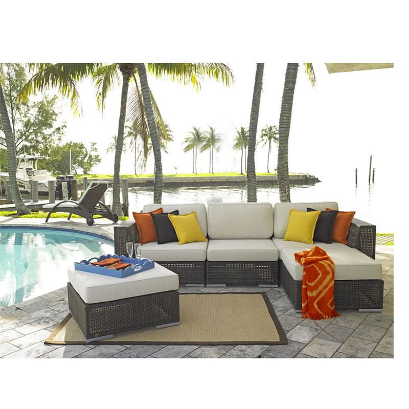 Hospitality Rattan Atlantis Wicker Outdoor 3-Person Modular Sectional Set