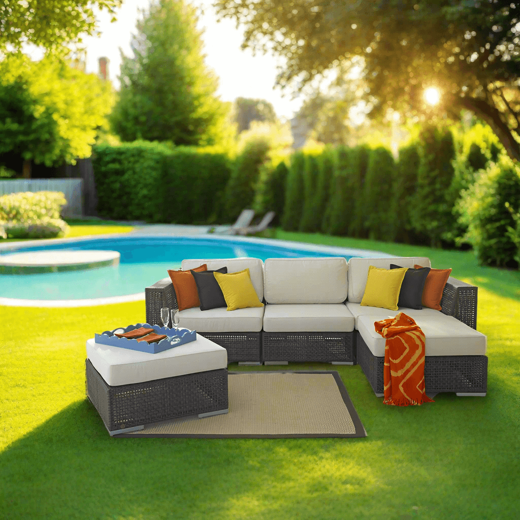 Hospitality Rattan Atlantis Wicker Outdoor 3-Person Modular Sectional Set