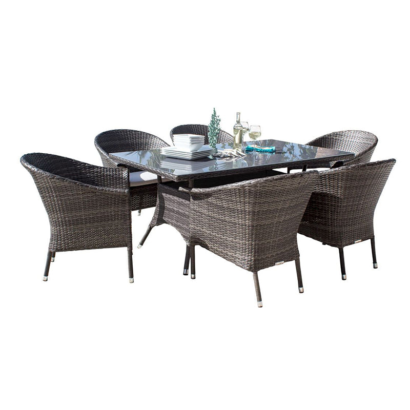 Hospitality Rattan Ultra 7 PC Armchair Dining Set with Cushions