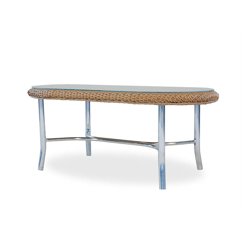 Lloyd Flanders Loom Wicker Outdoor 43" Oval Cocktail Table