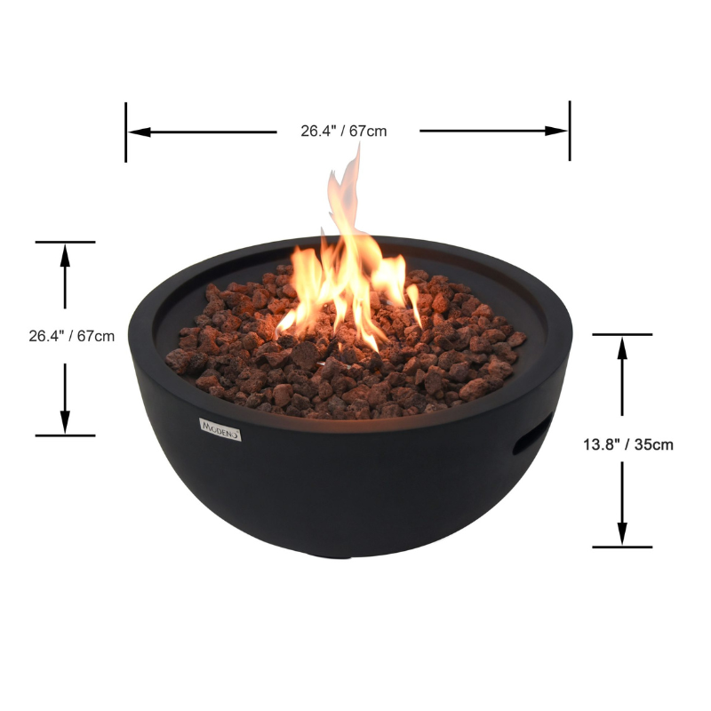 Elementi Modeno Jefferson Glass Fiber Reinforced Concrete Outdoor Fire Bowl