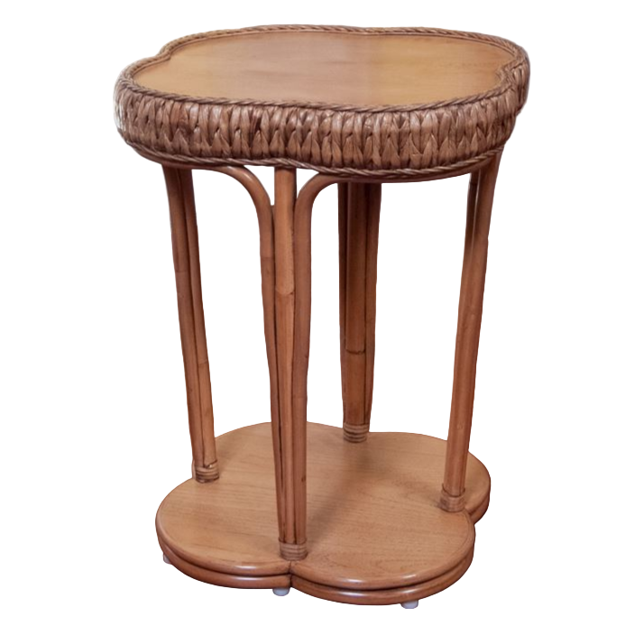 Alexander & Sheridan Key Largo Rattan Indoor Round Accent Table With Veneer Top