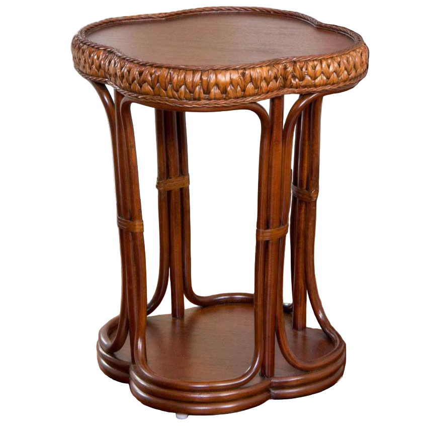 Alexander & Sheridan Key Largo Rattan Indoor Round Accent Table With Veneer Top