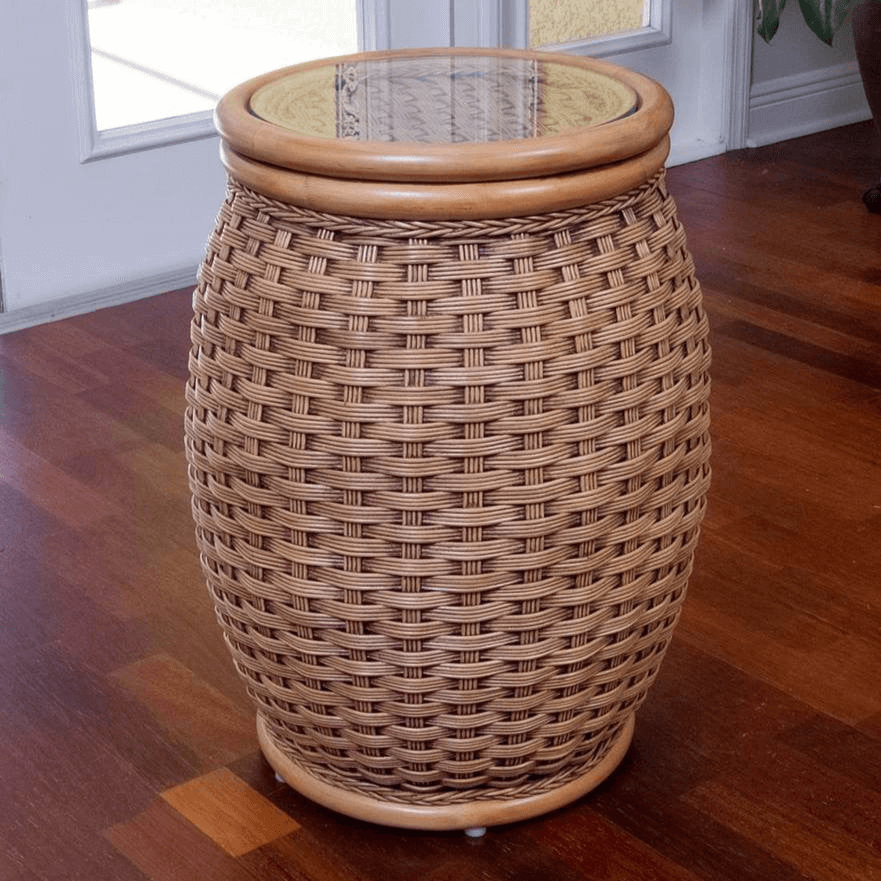 Alexander & Sheridan Kona Rattan Indoor Round End Table With Glass