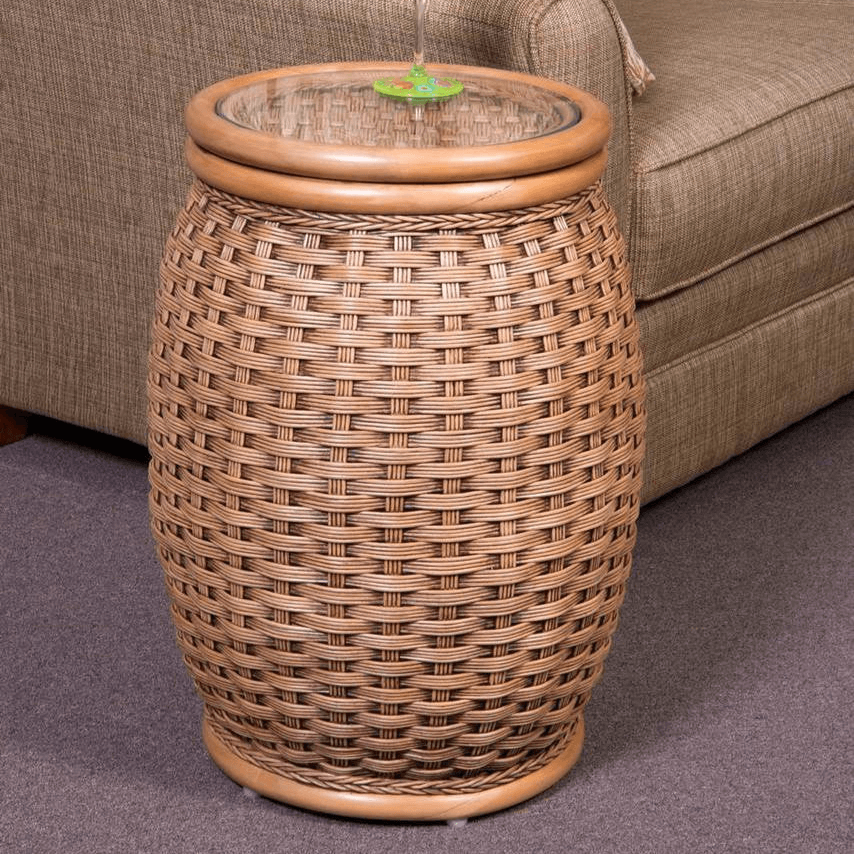 Alexander & Sheridan Kona Rattan Indoor Round End Table With Glass