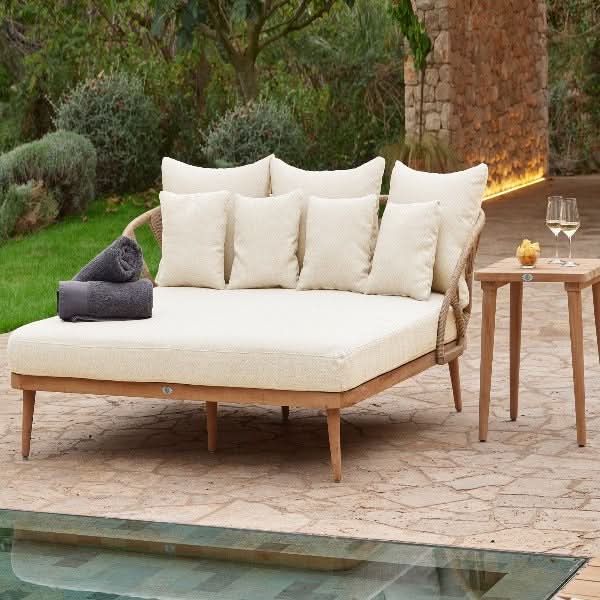 Skyline Design Krab Teak Outdoor 2-Person Daybed Set