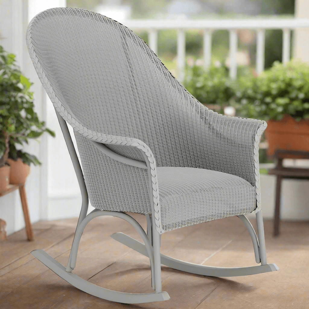 Modern Wicker Urban Luxe High Back Porch Rocker with Padded Seat