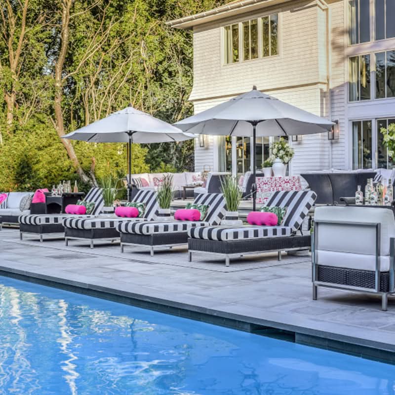 Lloyd Flanders Elements Wicker Outdoor Chaise with Stainless Steel Base