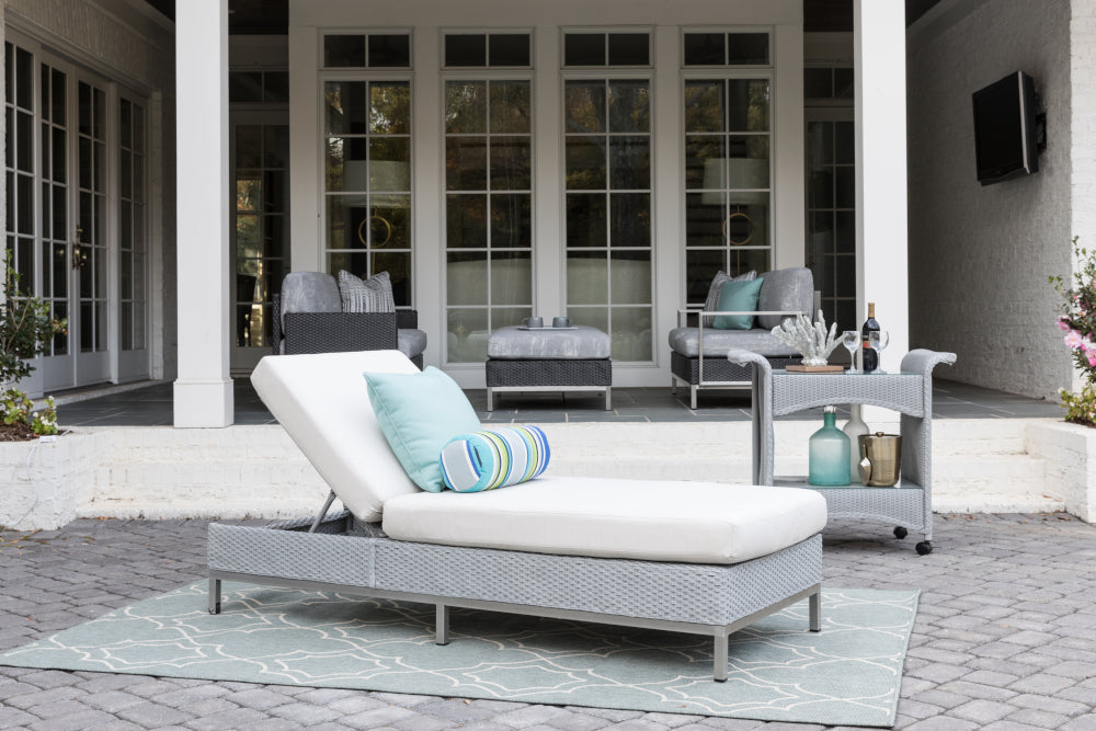 Lloyd Flanders Elements Wicker Chaise With Stainless Steel Base