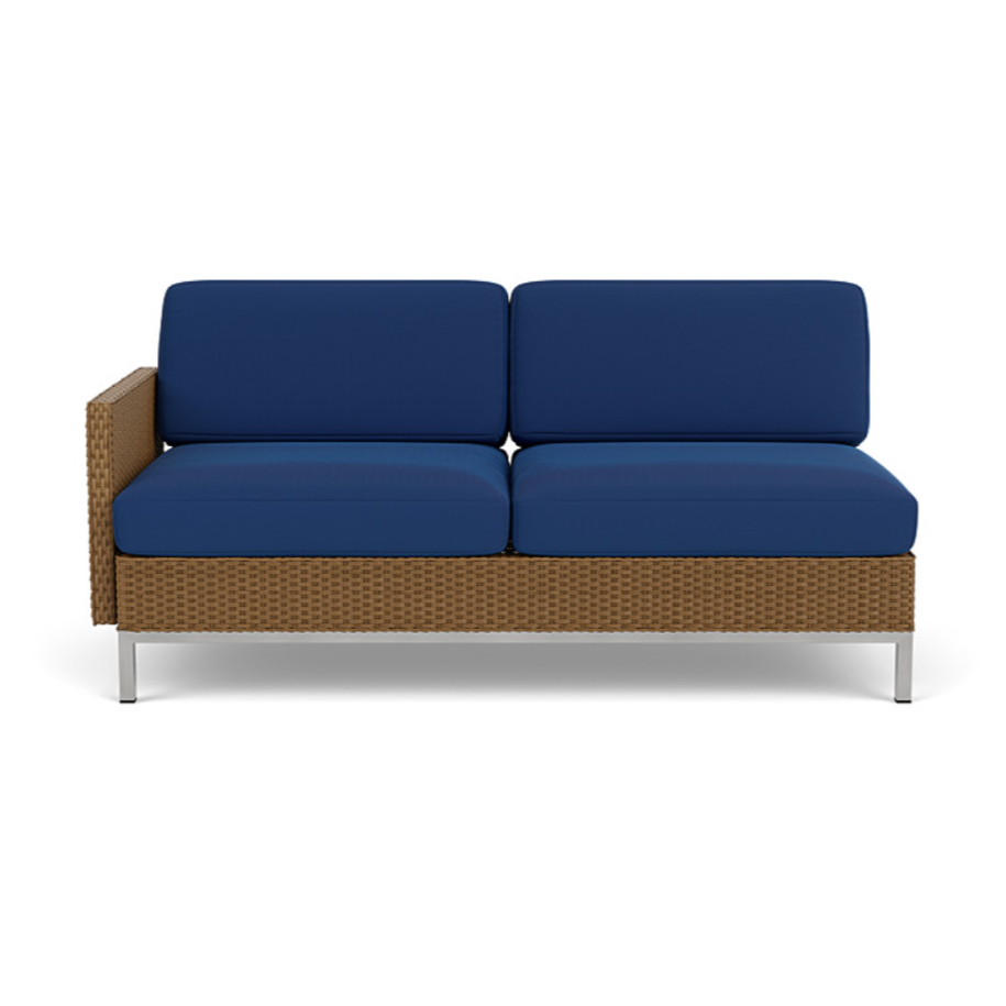 Lloyd Flanders Elements Wicker Outdoor Right Arm Settee with Loom Arm and Back