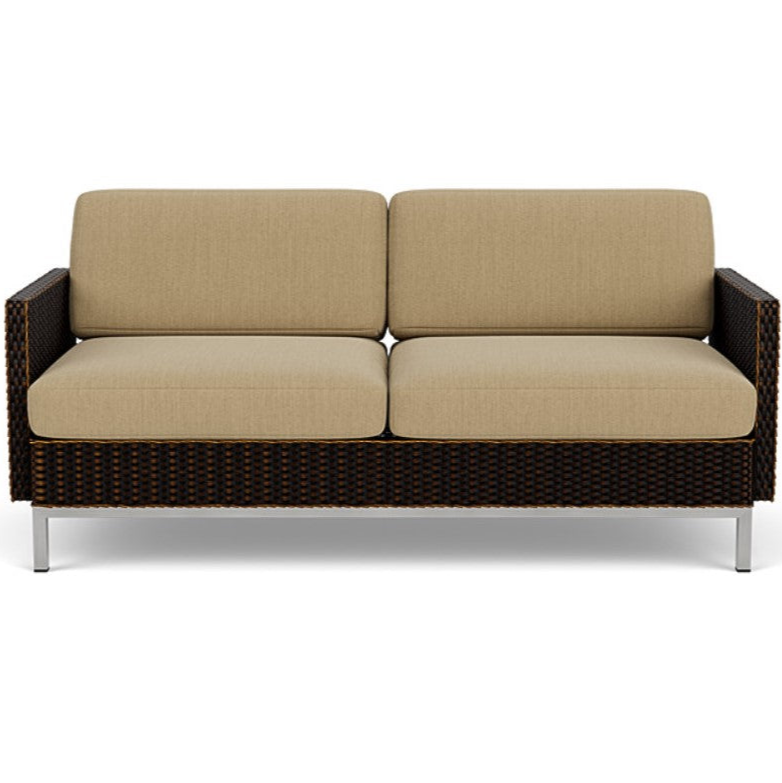 Lloyd Flanders Elements Wicker Outdoor Settee with Loom Arm and Back