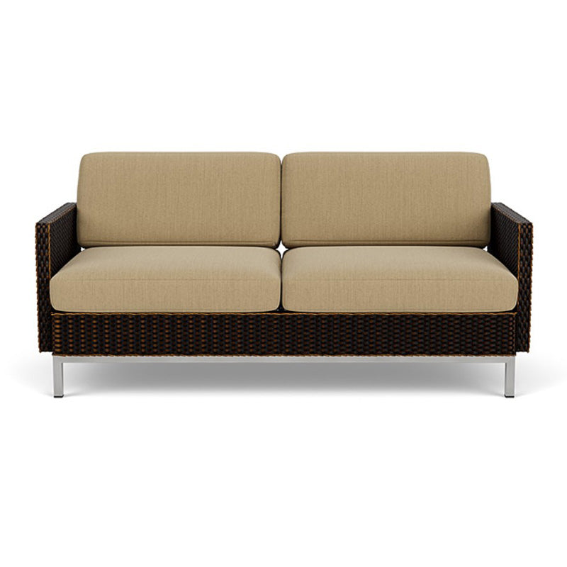 Lloyd Flanders Elements Wicker Outdoor Settee with Loom Arm and Back