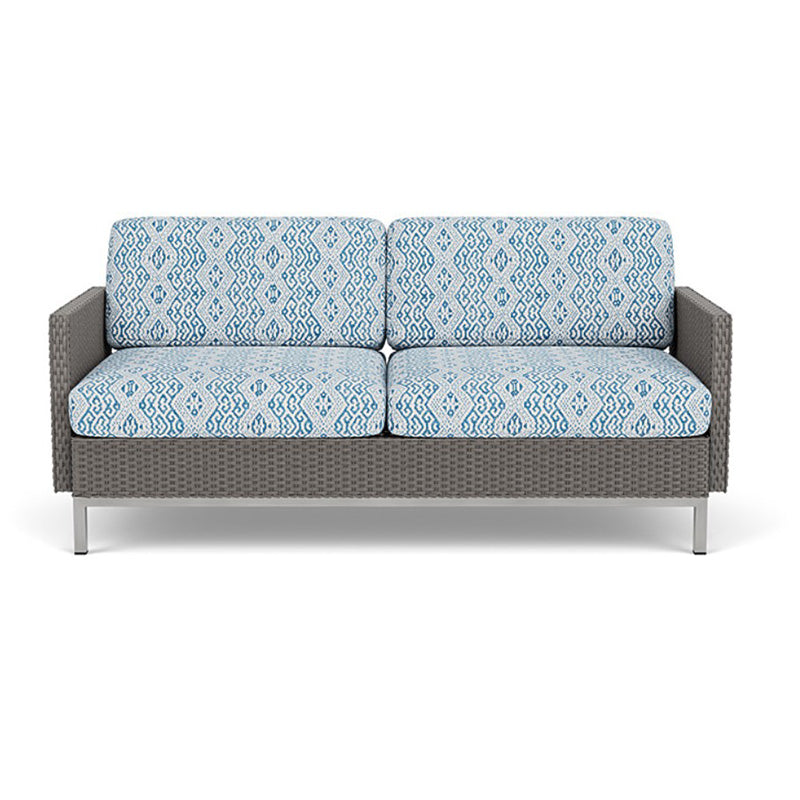 Lloyd Flanders Elements Wicker Outdoor Settee with Loom Arm and Back