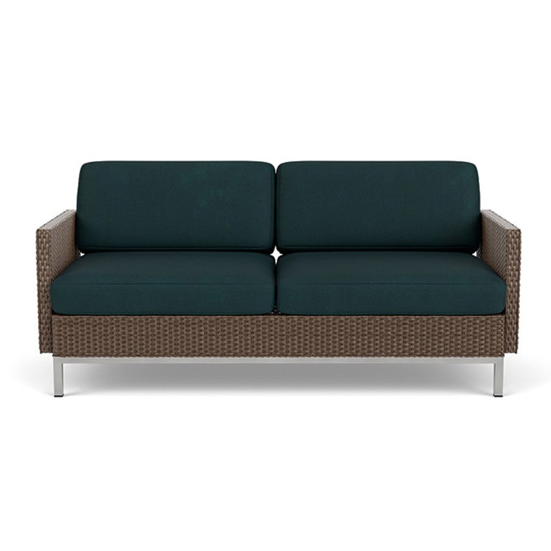 Lloyd Flanders Elements Wicker Outdoor Settee with Loom Arm and Back