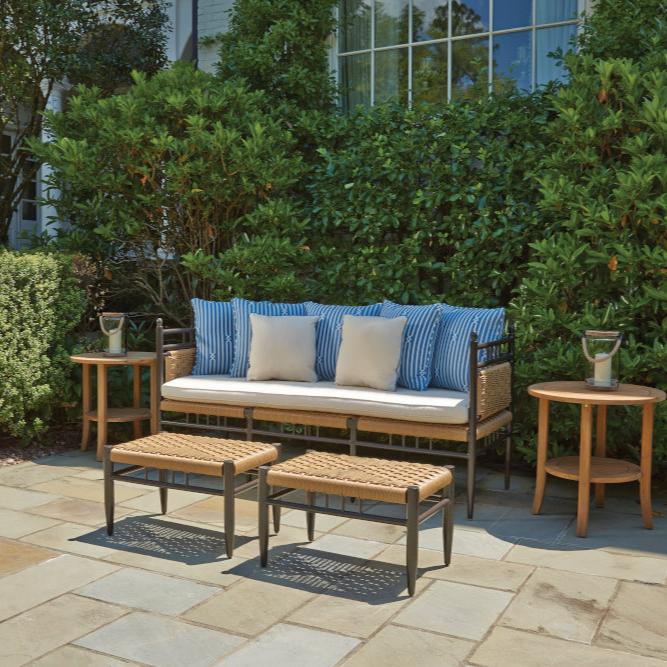 Lloyd Flanders Low Country Woven Vinyl Cushionless Small Ottoman