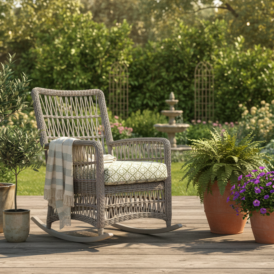 Lloyd Flanders Mackinac Woven Vinyl Outdoor High Back Porch Rocker
