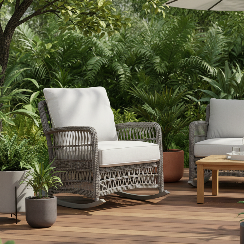 Lloyd Flanders Mackinac Woven Vinyl Outdoor Lounge Rocker