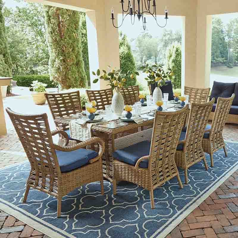 Lloyd Flanders Magnolia Woven Vinyl Outdoor 8-Person Dining Set