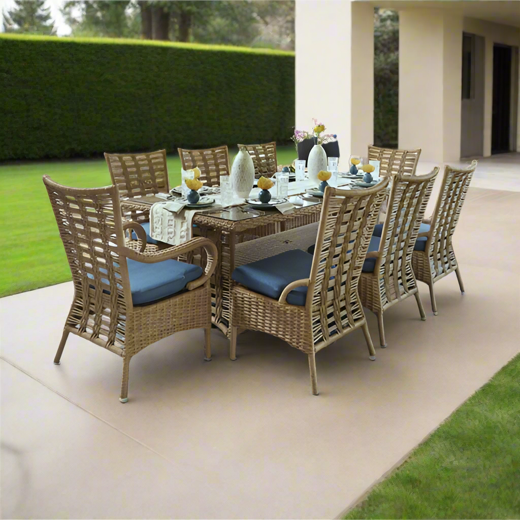 Lloyd Flanders Magnolia Woven Vinyl 9-Piece Dining Set