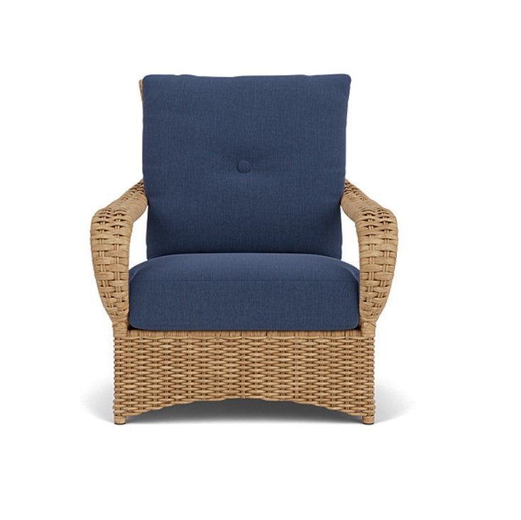 Lloyd Flanders Magnolia Woven Vinyl Outdoor Lounge Chair and Ottoman Set