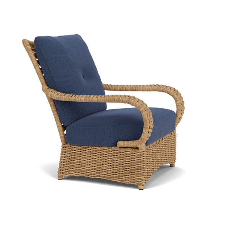 Lloyd Flanders Magnolia Woven Vinyl Outdoor Lounge Chair and Ottoman Set