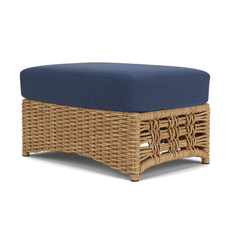 Lloyd Flanders Magnolia Woven Vinyl Outdoor Lounge Chair and Ottoman Set