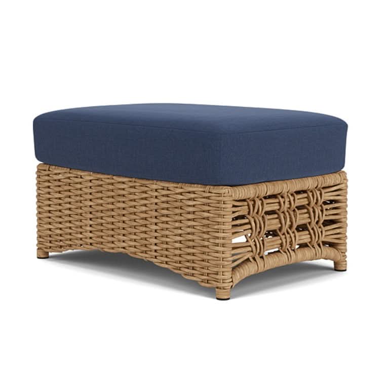 Lloyd Flanders Magnolia Woven Vinyl Outdoor Lounge Chair and Ottoman Set