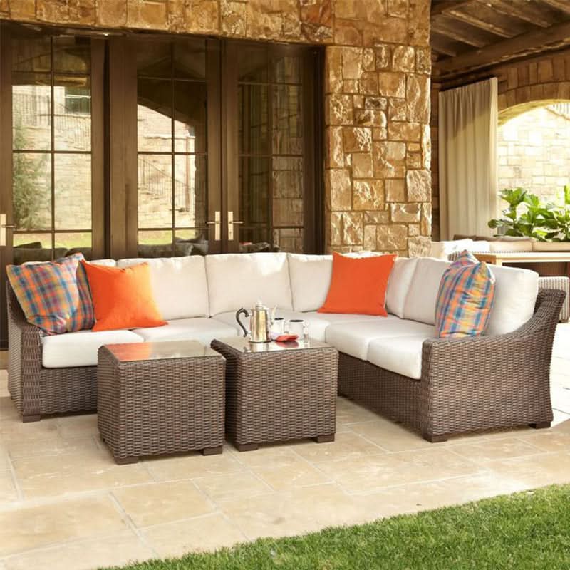 Lloyd Flanders Mesa Woven Vinyl Outdoor 6‑Person Sectional Set