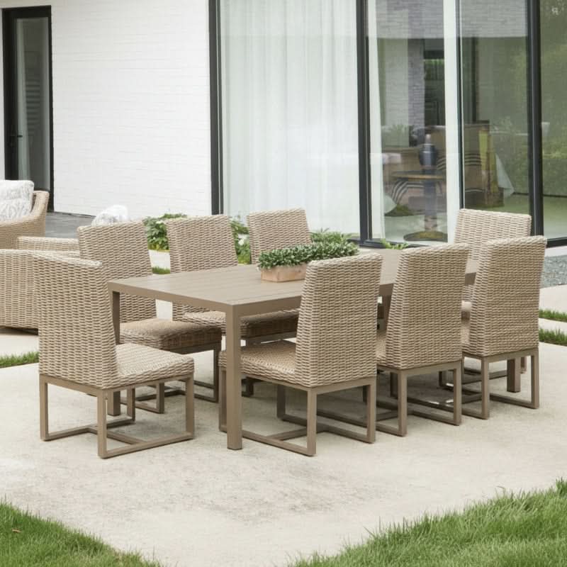 Lloyd Flanders Milan Woven Vinyl Outdoor 8-Person Dining Set
