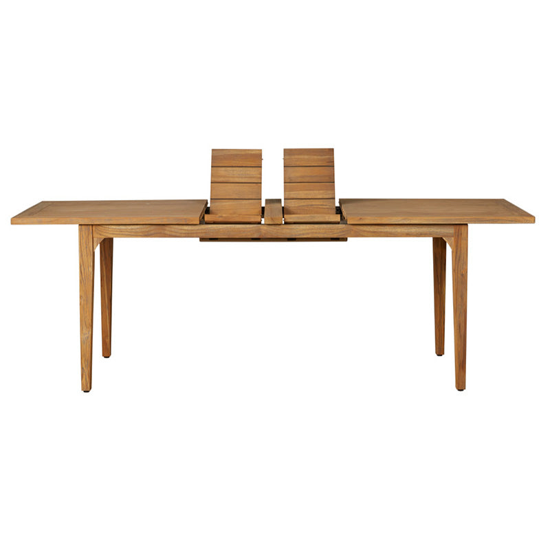 Lloyd Flanders Teak Outdoor 86–110" Double Butterfly Leaf Umbrella Dining Table