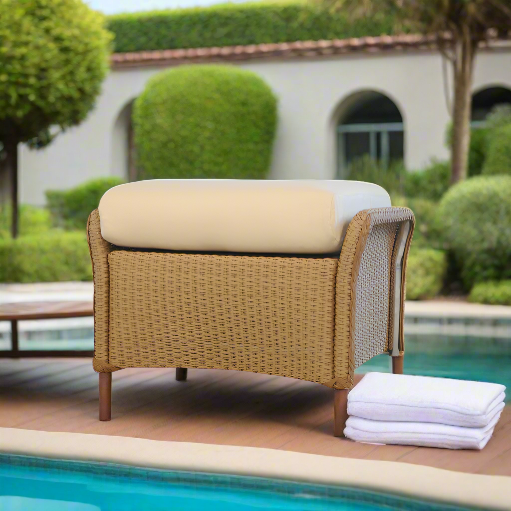 Lloyd Flanders Weekend Retreat Woven Outdoor Ottoman