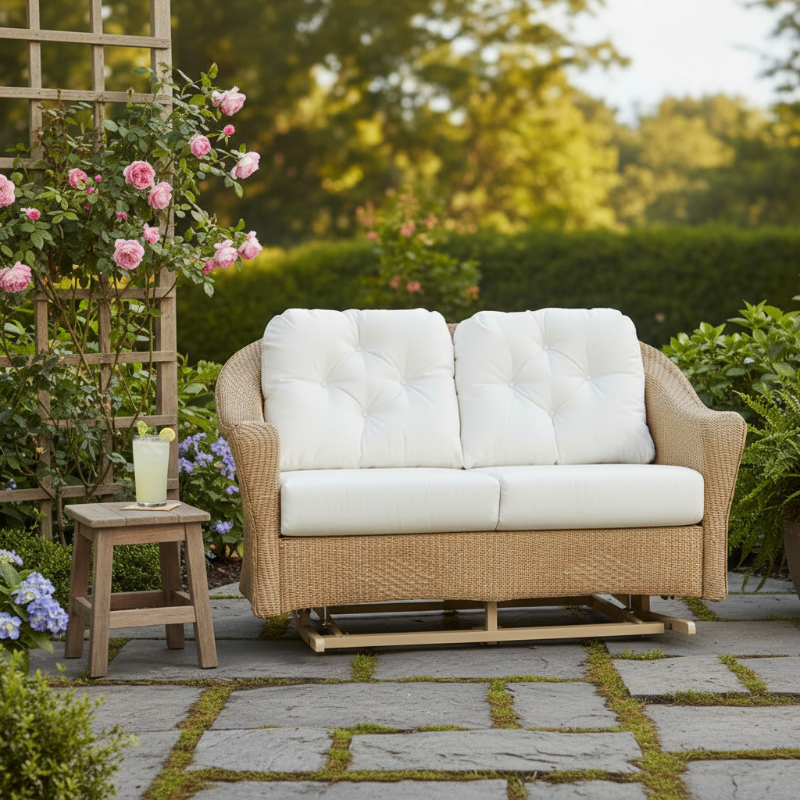 Lloyd Flanders Reflections Wicker Outdoor Loveseat Glider