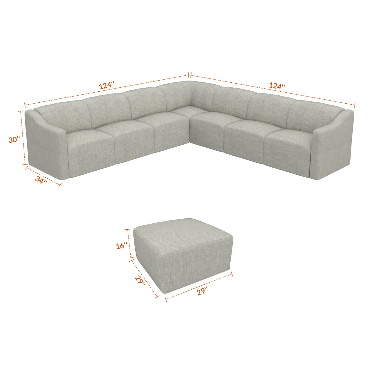 Forever Patio Lunaro Recycled Poly Lumber Outdoor 7-Person Sectional Conversation Set