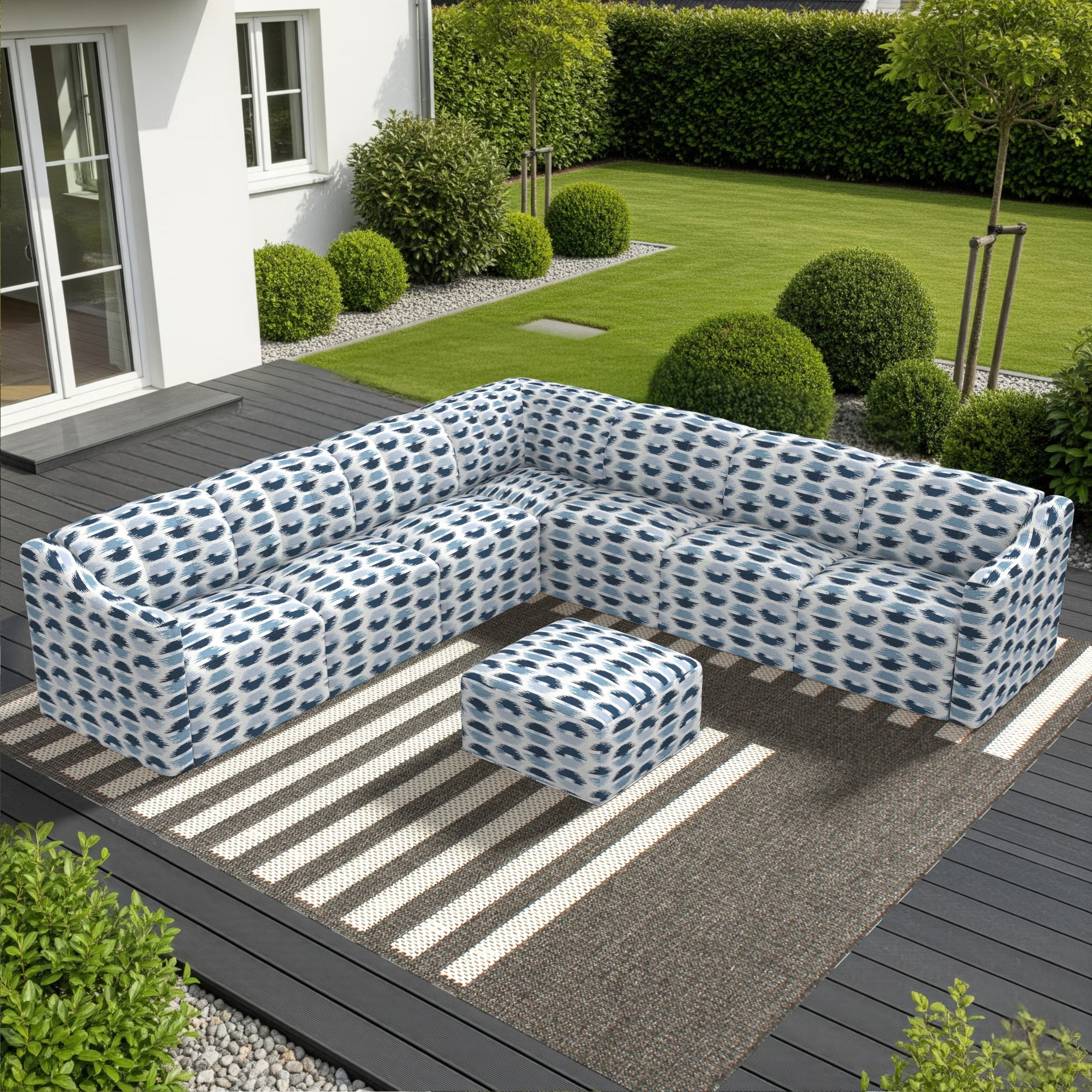 Forever Patio Lunaro Recycled Poly Lumber Outdoor 7-Person Sectional Conversation Set