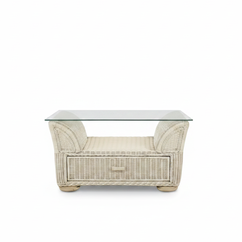 Alexander & Sheridan Majorca Rattan Indoor Rectangular Coffee Table with Glass Top