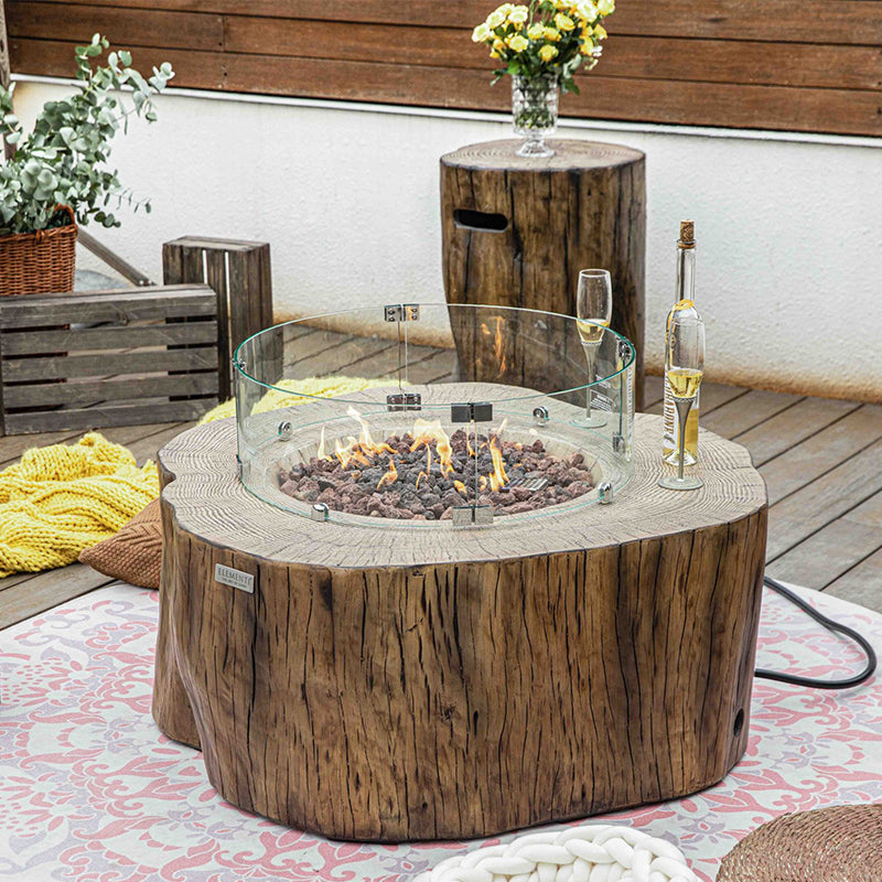 Elementi Manchester Glass Fiber Reinforced Concrete Outdoor Fire Pit Table