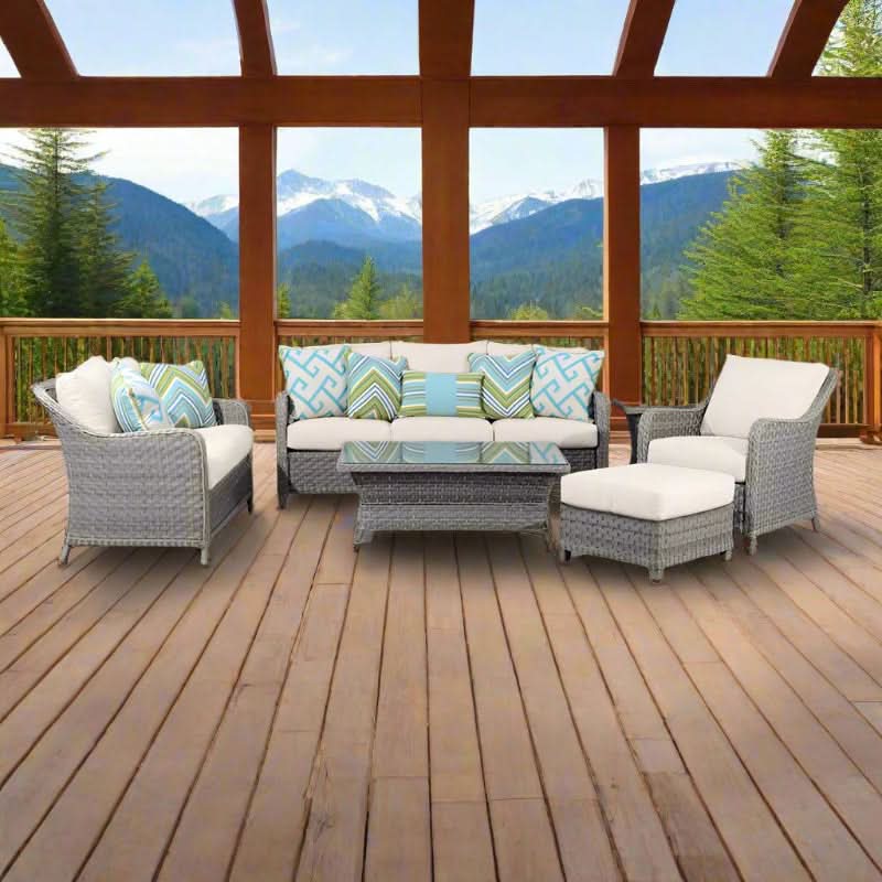 South Sea Rattan Mayfair Wicker Outdoor 6-Person Conversation Set