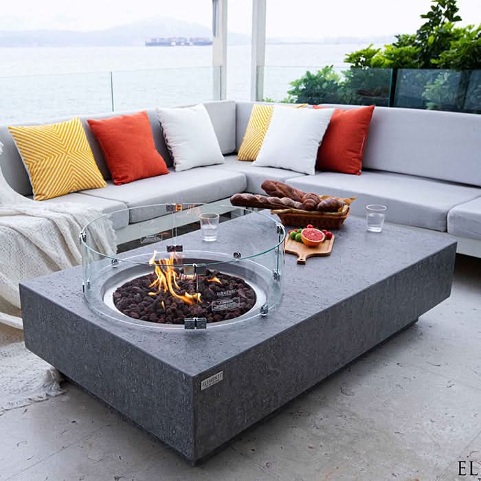 Elementi Metropolis Fire Pit Table (Light Gray)