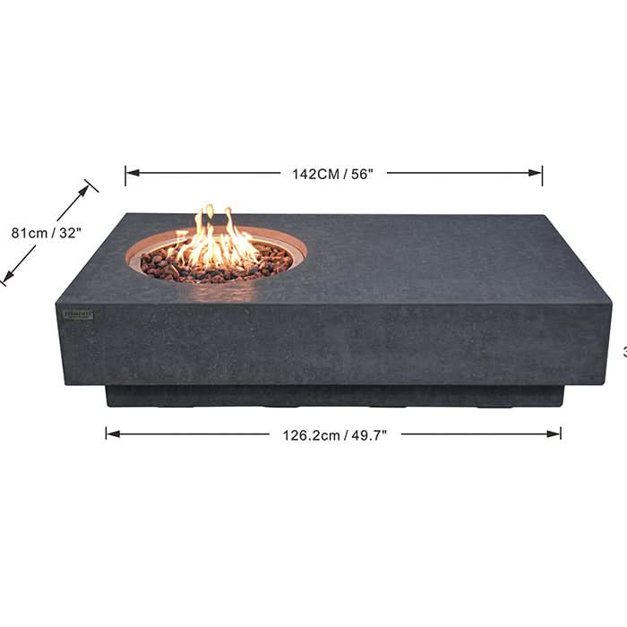 Elementi Metropolis Fire Pit Table (Light Gray)