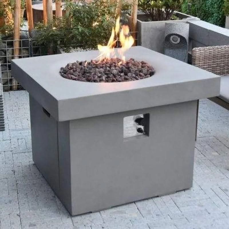 Elementi Burlington Glass Fiber Reinforced Concrete Outdoor Fire Pit Table