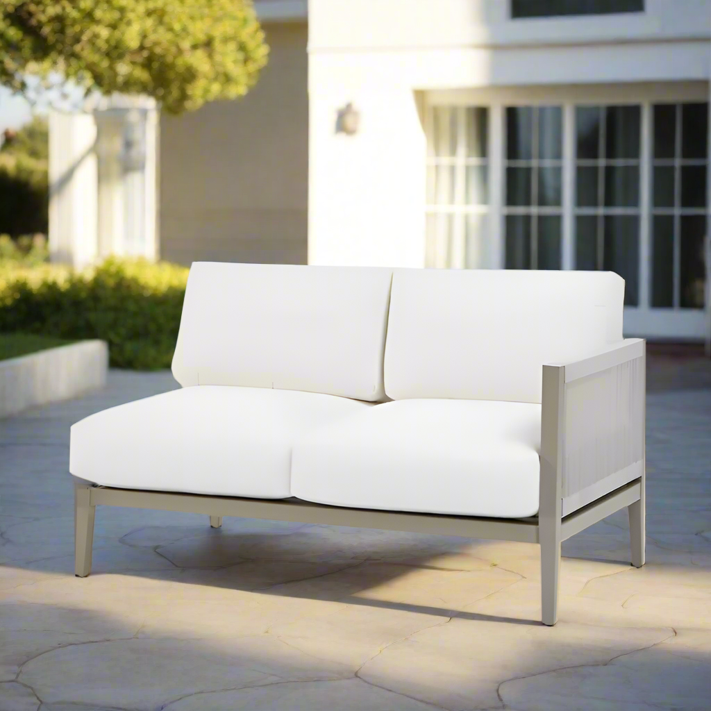 South Sea Rattan Nicole Aluminum Outdoor Right Arm Patio Loveseat