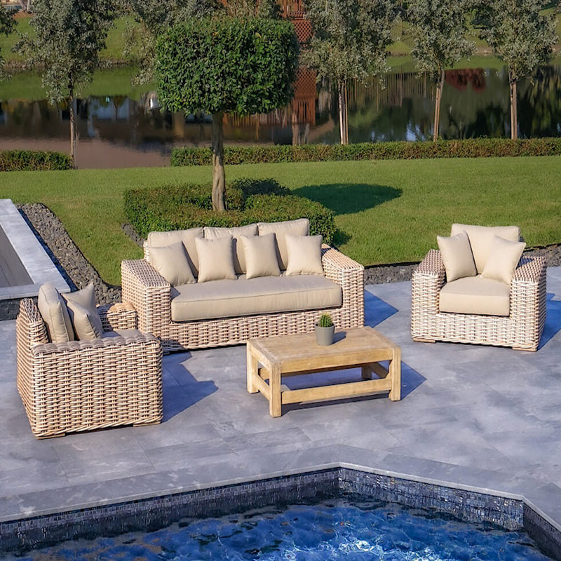 OUTSY Anna LUX 4-Piece Outdoor Furniture Set in White/Grey