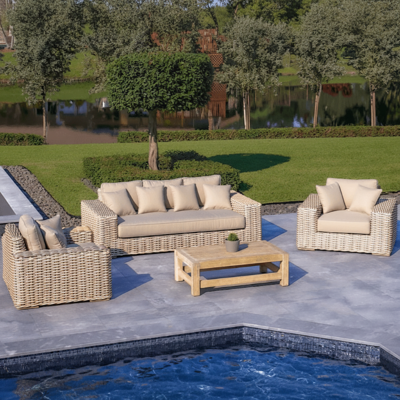 OUTSY Anna LUX Wicker Aluminum Outdoor 5-Person Conversation Set