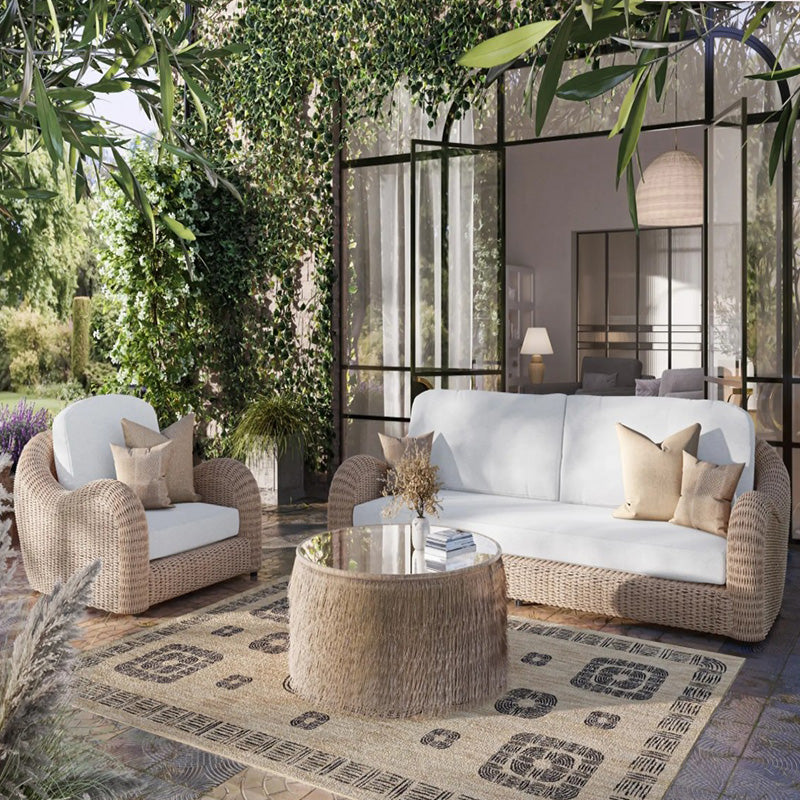 OUTSY Katalina 3-Piece Outdoor and Backyard Poly Hyacinth Furniture Set with Aluminum Frame