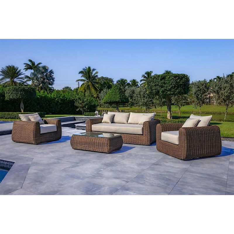 OUTSY Milo LUX Aluminum Wicker Outdoor 4-Person Furniture Set - Brown