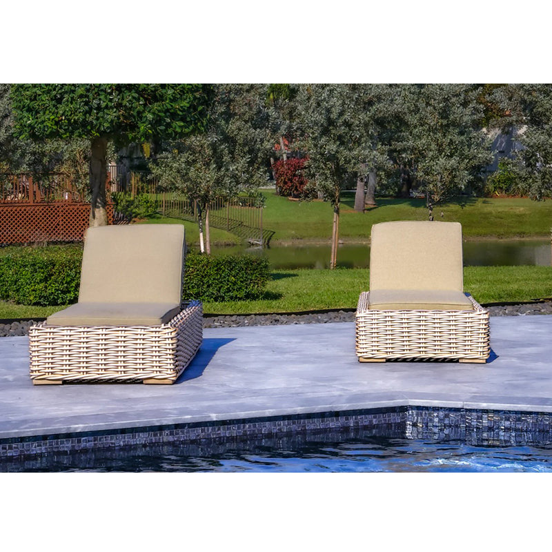 OUTSY Anna 79 X 31.5 Inch Outdoor Wicker Aluminum Frame Sun Lounger in White and Grey