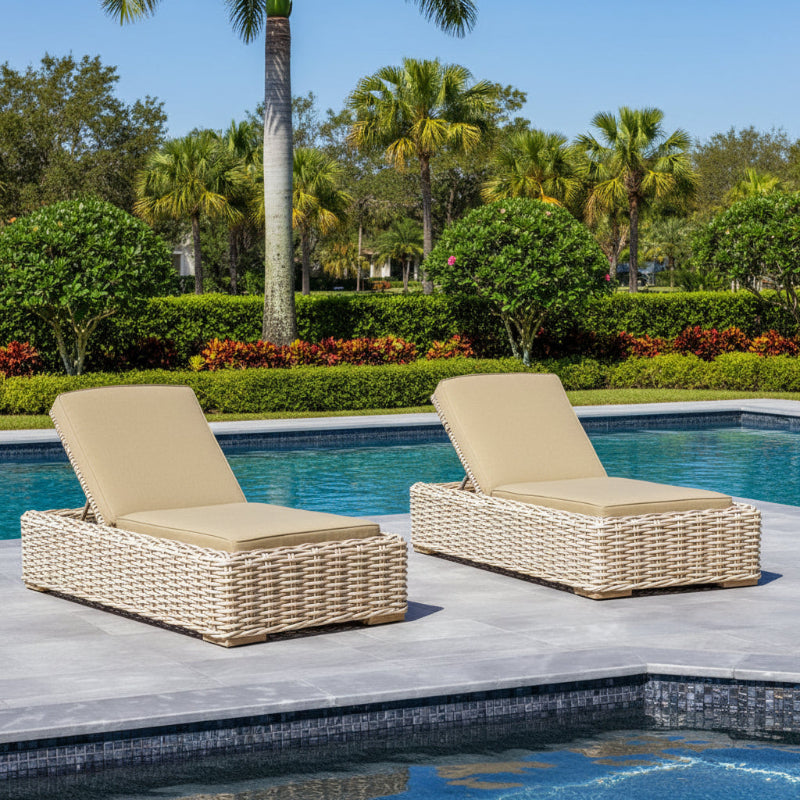 OUTSY Anna Wicker Aluminum Outdoor Sun Lounger