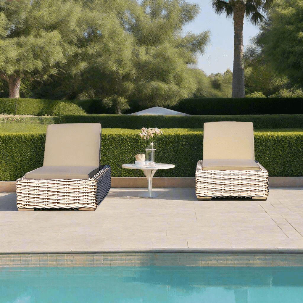 OUTSY Anna 79 X 31.5 Inch Outdoor Wicker Aluminum Frame Sun Lounger in White and Grey